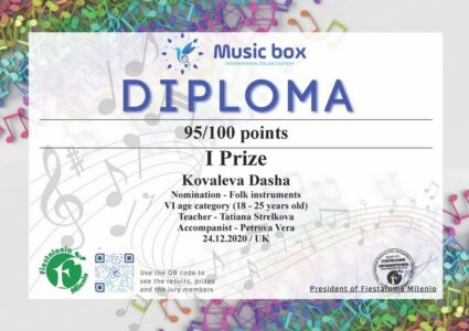 2020.12.24 Международный онлайн-конкурс «MUSIC BOX» Ковалева